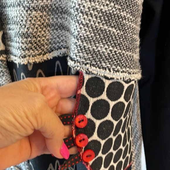 Zoe by Michael Phillips Canada multi textured pattern block cardigan relaxed Med - Picture 5 of 13